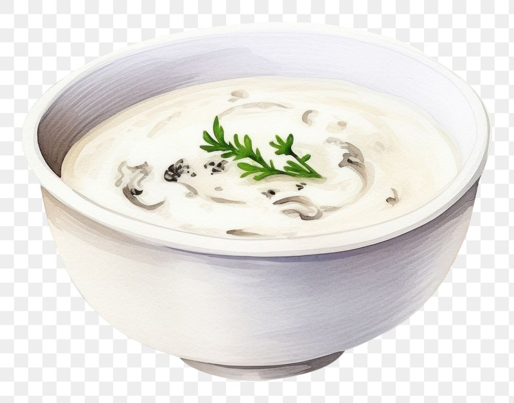 PNG Creamy mushroom soup food bowl dish. AI generated Image by rawpixel.