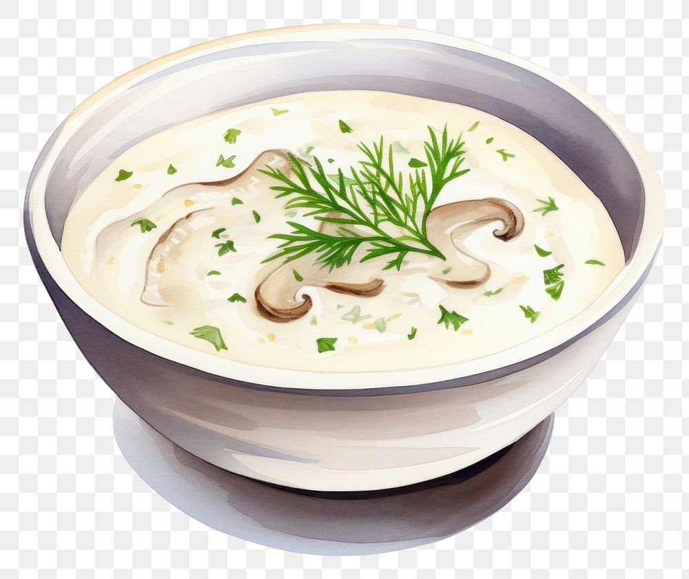 PNG  Creamy mushroom soup food meal bowl. AI generated Image by rawpixel.