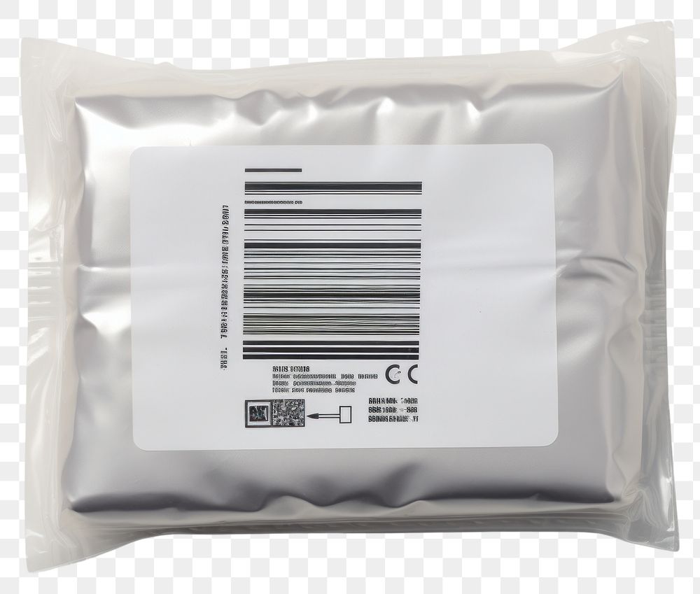 PNG  Plastic wrapping over a barcode label white background electronics technology.