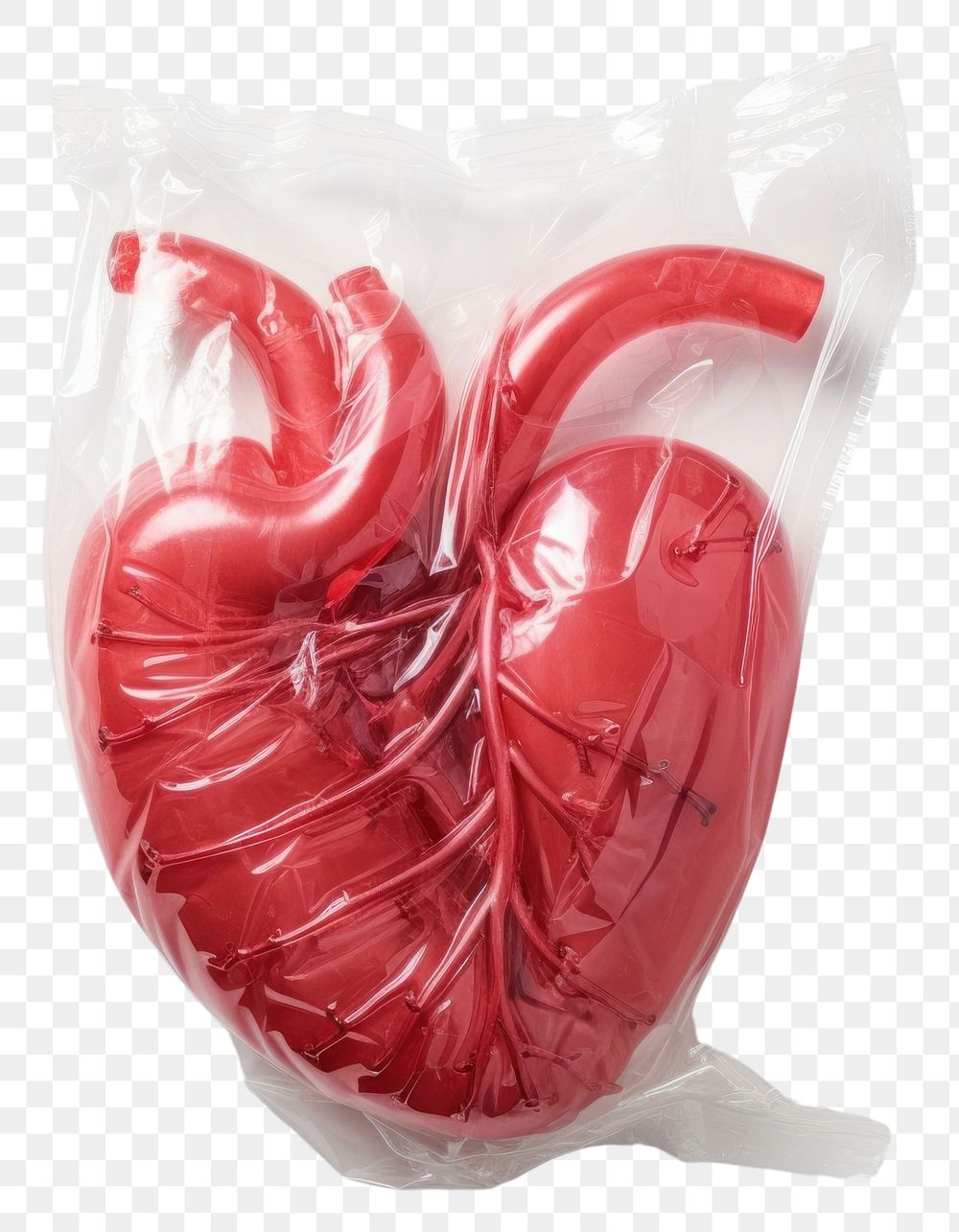 PNG  Plastic wrapping over a heart food white background confectionery.