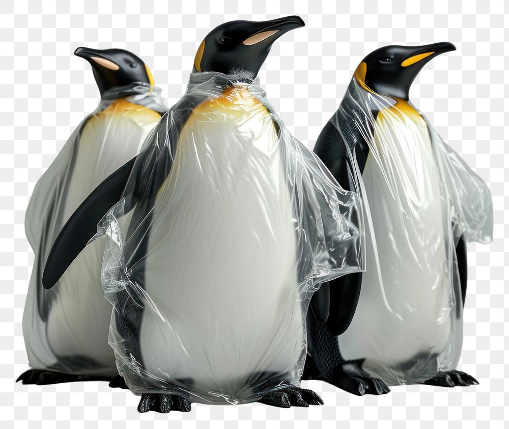 PNG  Plastic wrapping over a penquins penguin animal bird.