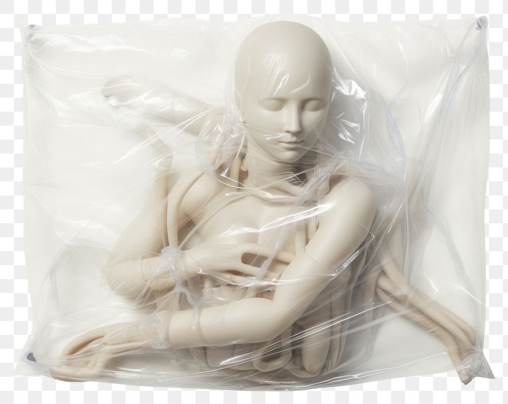 PNG  Plastic wrapping over a robot white background person human.