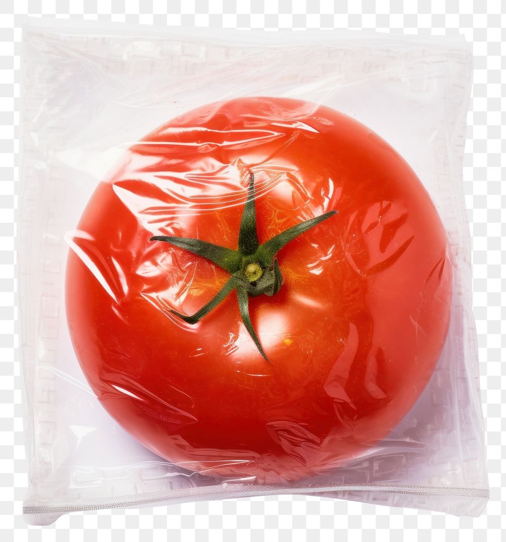 PNG  Plastic wrapping over a rotten tomato vegetable plant food.