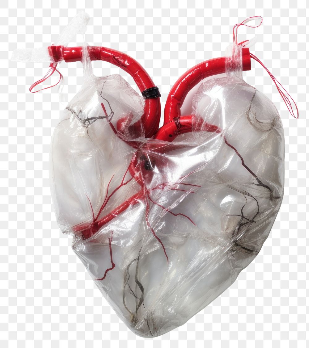 PNG  Plastic wrapping over a waste heart bag white background balloon.