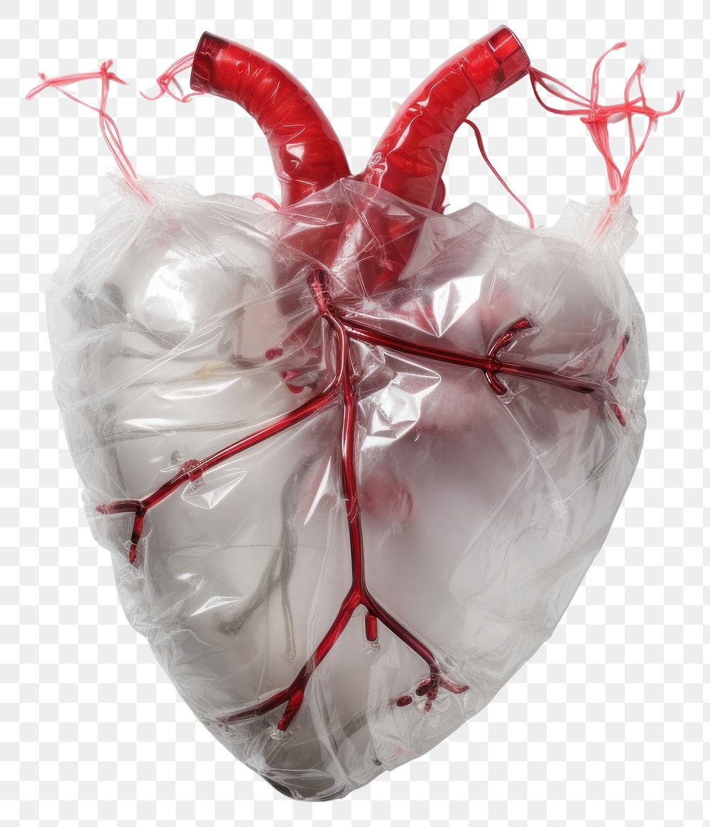 PNG  Plastic wrapping over a waste heart white white background balloon.