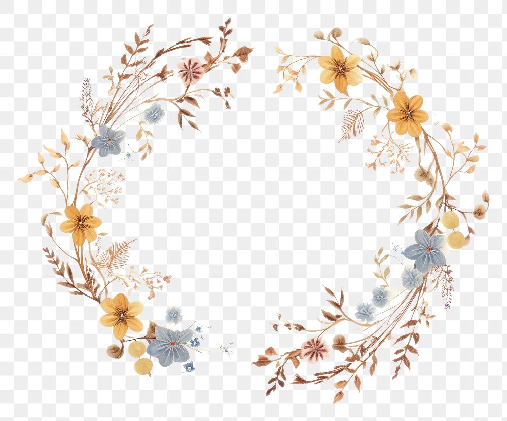 PNG Embroidery of floral wreath pattern celebration creativity.
