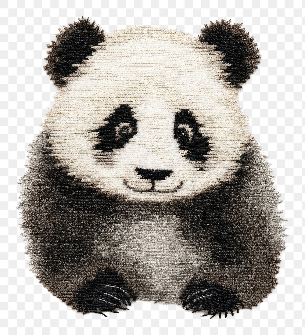 PNG Embroidery of panda wildlife animal mammal.