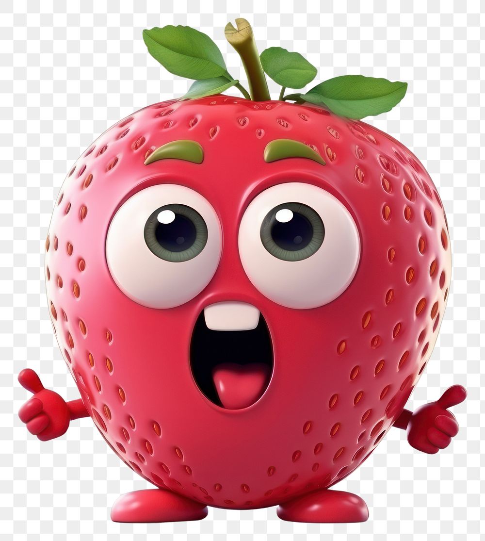 PNG  Strawberry character cartoon fruit plant.