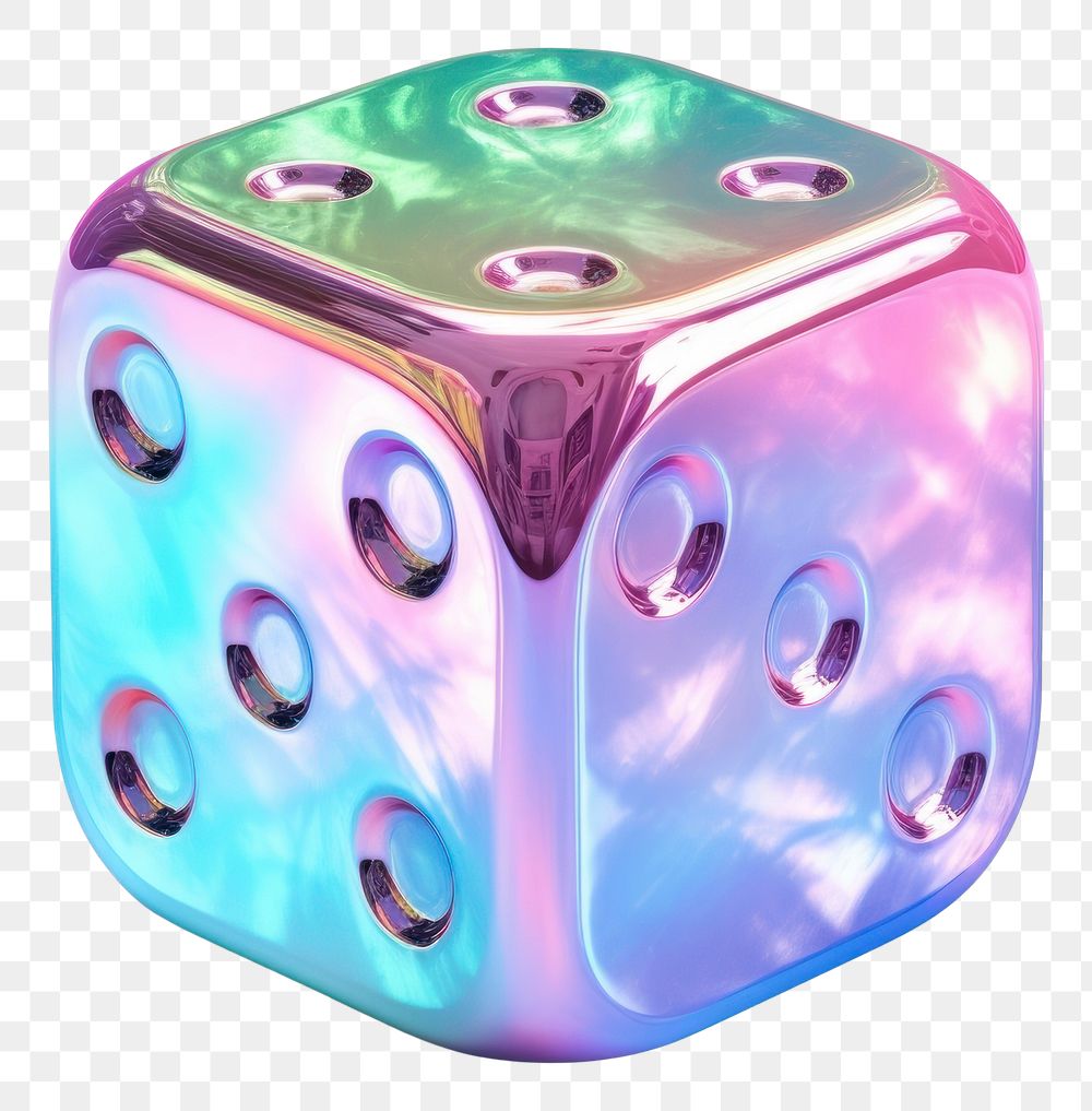 PNG  Dice iridescent game white background gemstone.