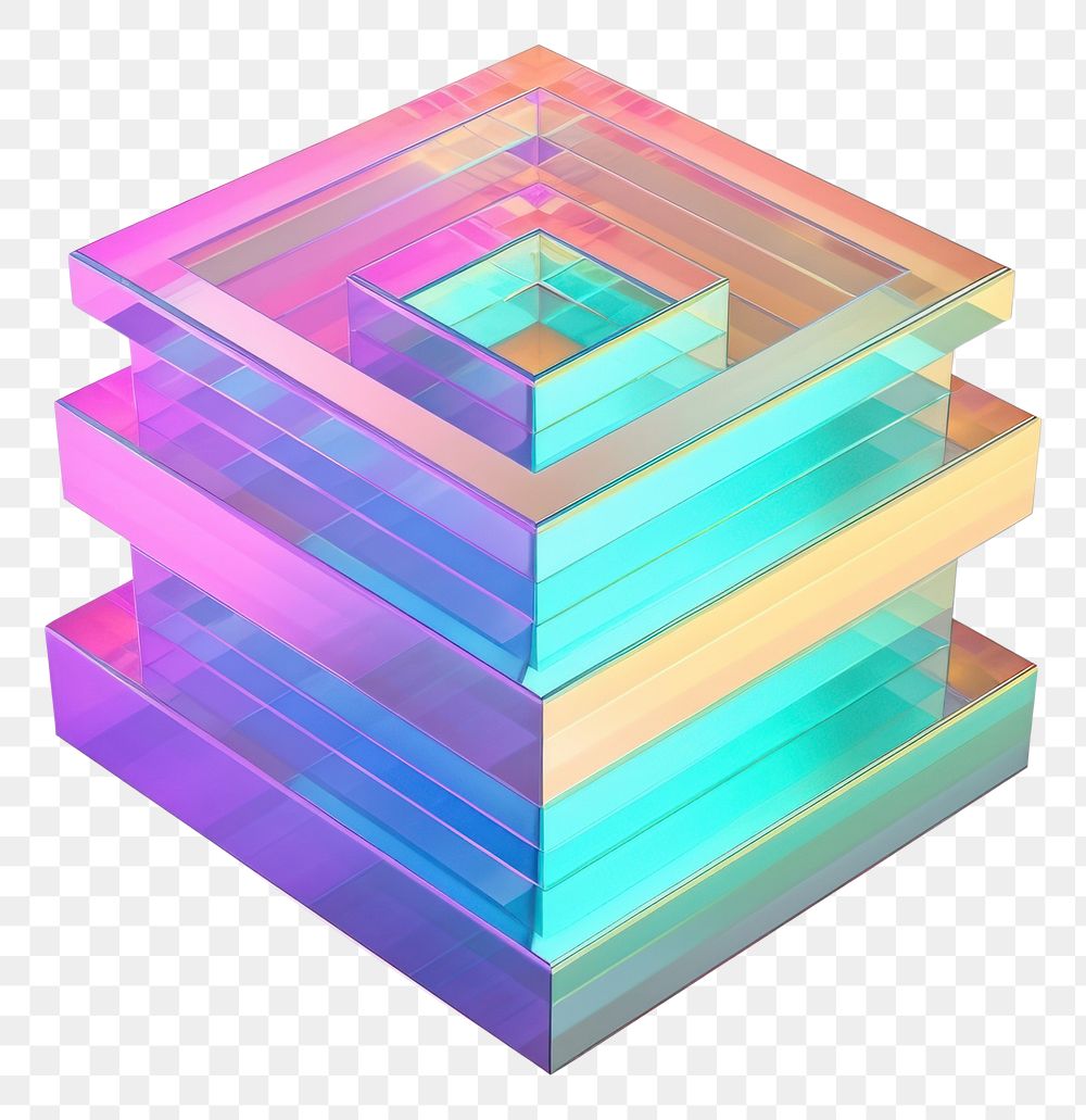PNG  Isometric steal rectangle iridescent white background technology furniture.