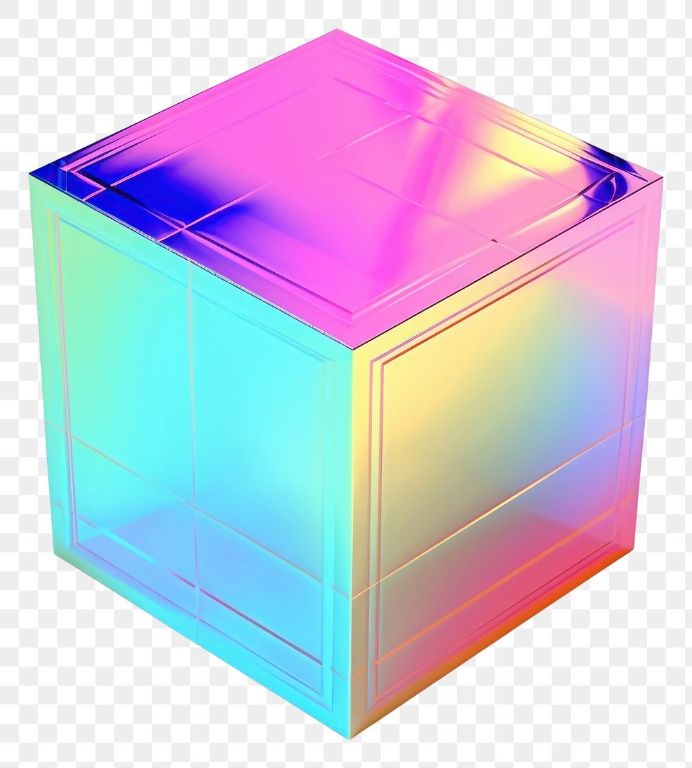 PNG  Isometric steal rectangle iridescent toy white background electronics.