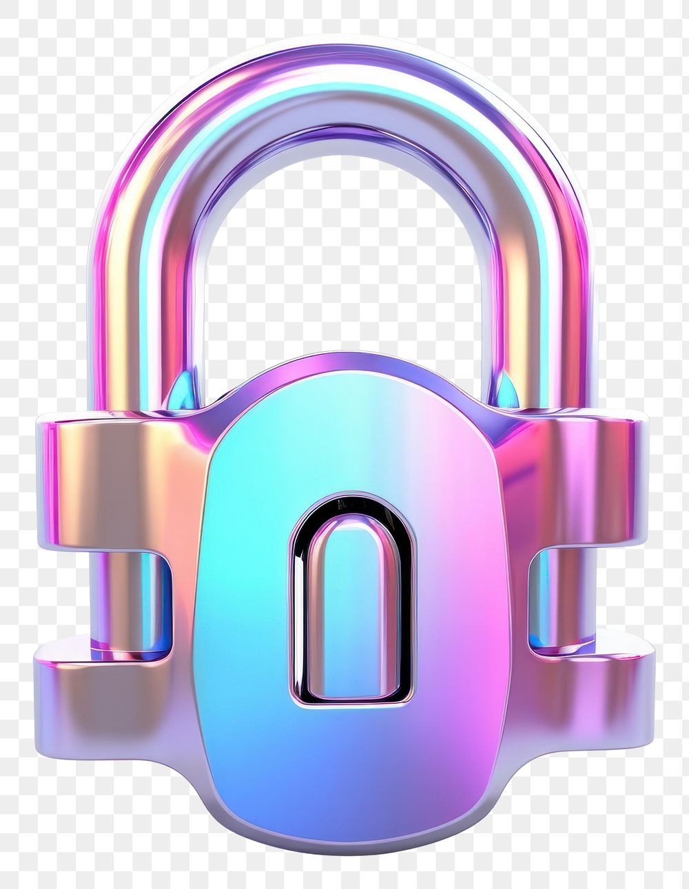 PNG  Lock iridescent white background protection security.
