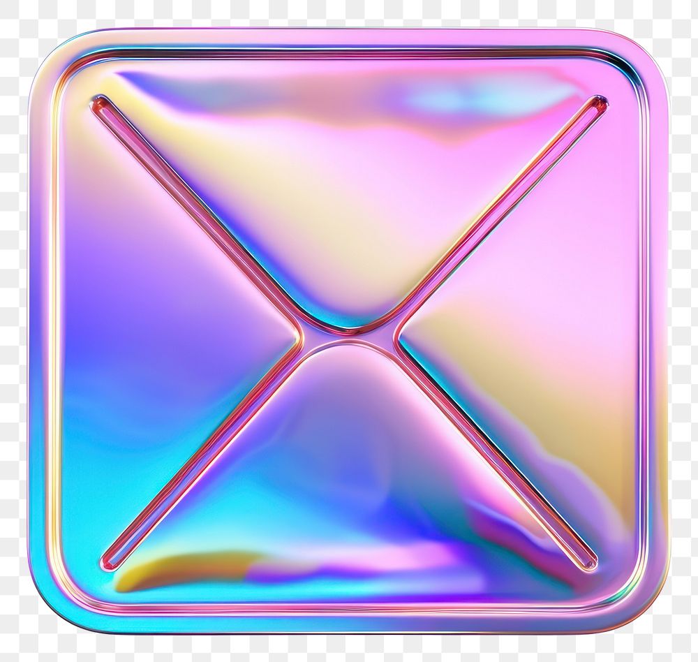 PNG  Mail icon iridescent purple metal white background.