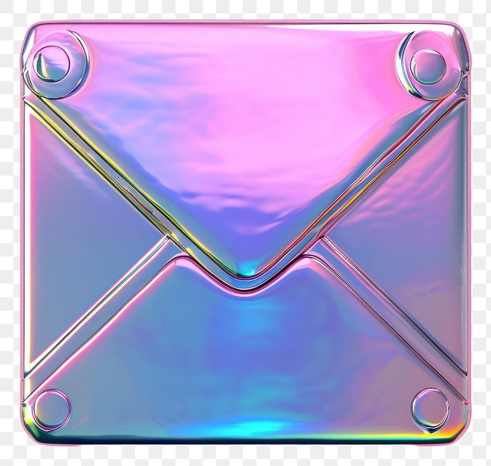 PNG  Mail icon iridescent metal white background technology.