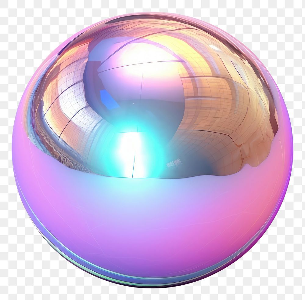 PNG  Sphere iridescent white background reflection futuristic.