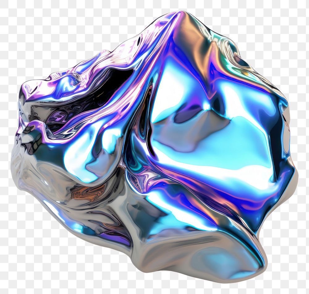 PNG  Geometric shape iridescent metal gemstone jewelry white background.