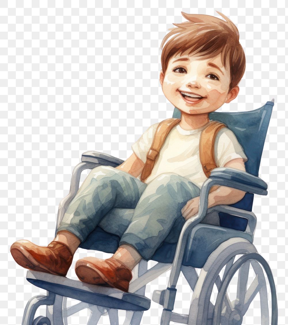 PNG  Wheelchair portrait smiling sitting. AI generated Image by rawpixel.