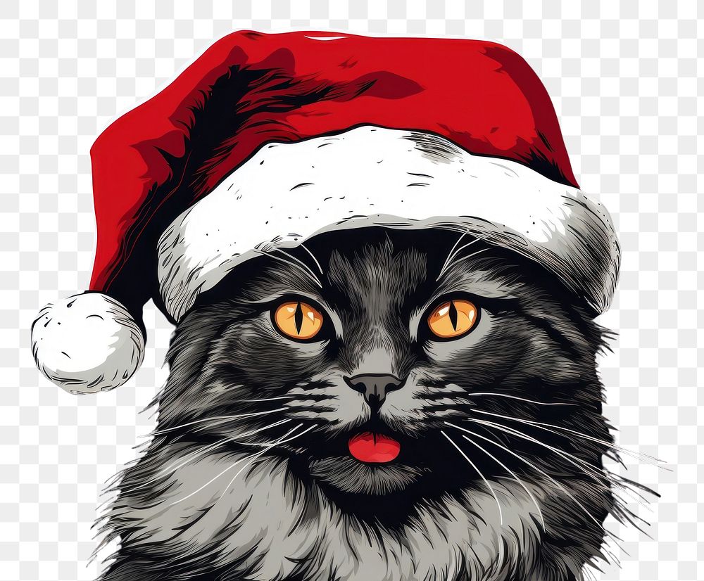 PNG Cat wearing christmas hat portrait mammal animal. AI generated Image by rawpixel.