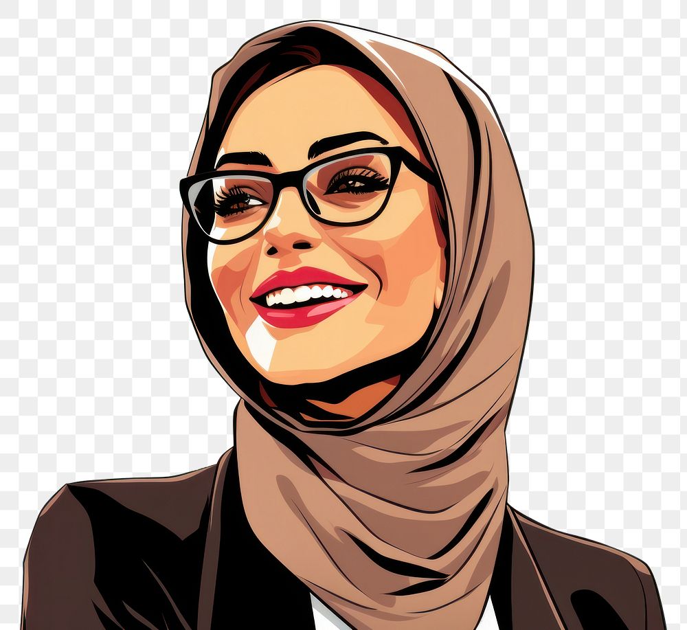 PNG  Confident Muslim businesswoman smiling portrait glasses adult. AI generated Image by rawpixel.