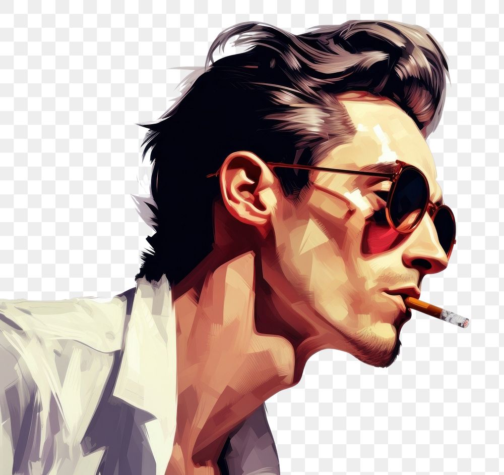 PNG  Skinny man smoking adult smoke sunglasses. AI generated Image by rawpixel.
