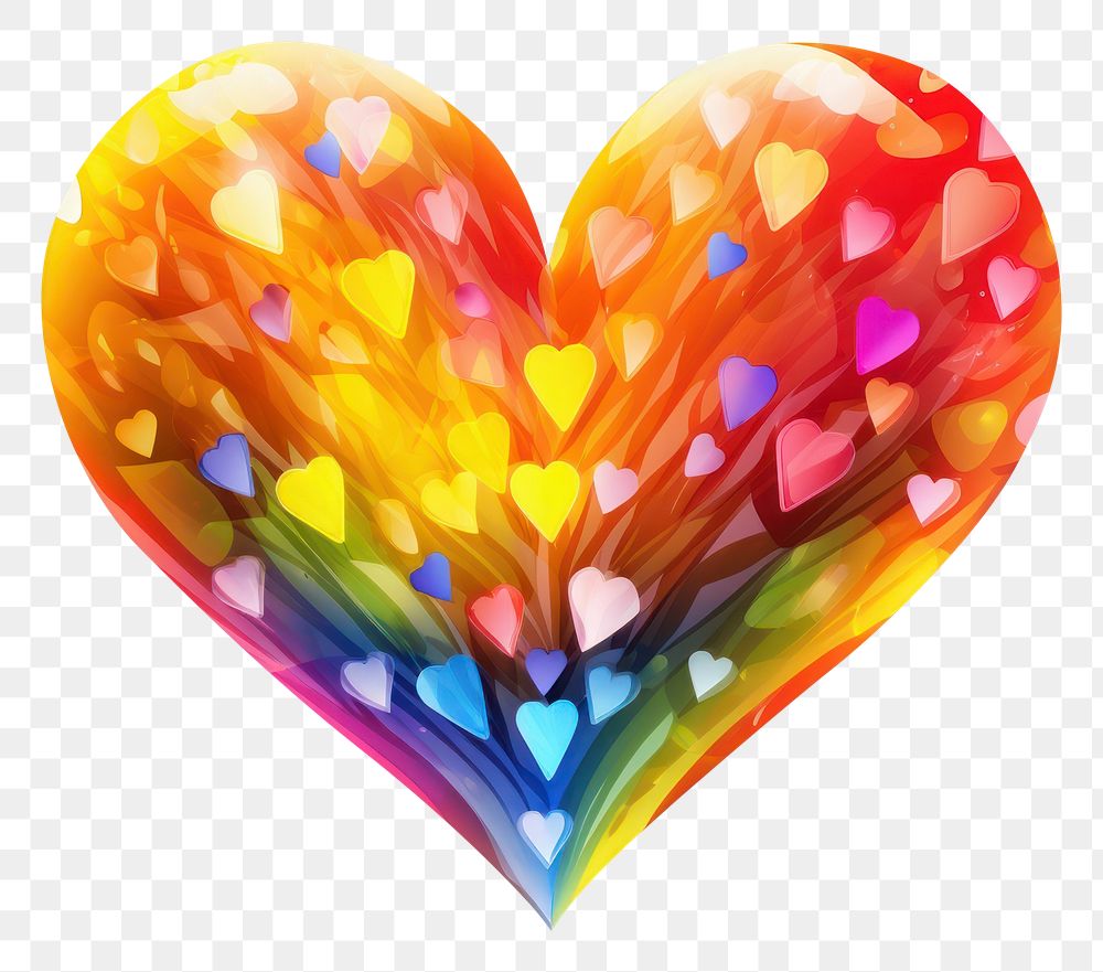 PNG  Glowing rainbow LGBTQ heart shape illuminated celebration creativity. AI generated Image by rawpixel.