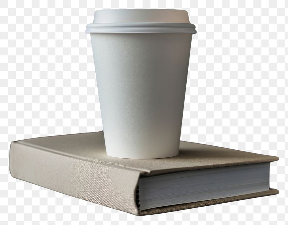 PNG  Coffee paper cup mockup book publication drink.