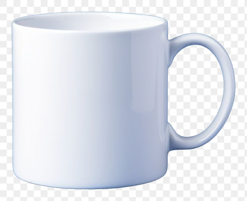 PNG White blank mug mockup porcelain drink blue.