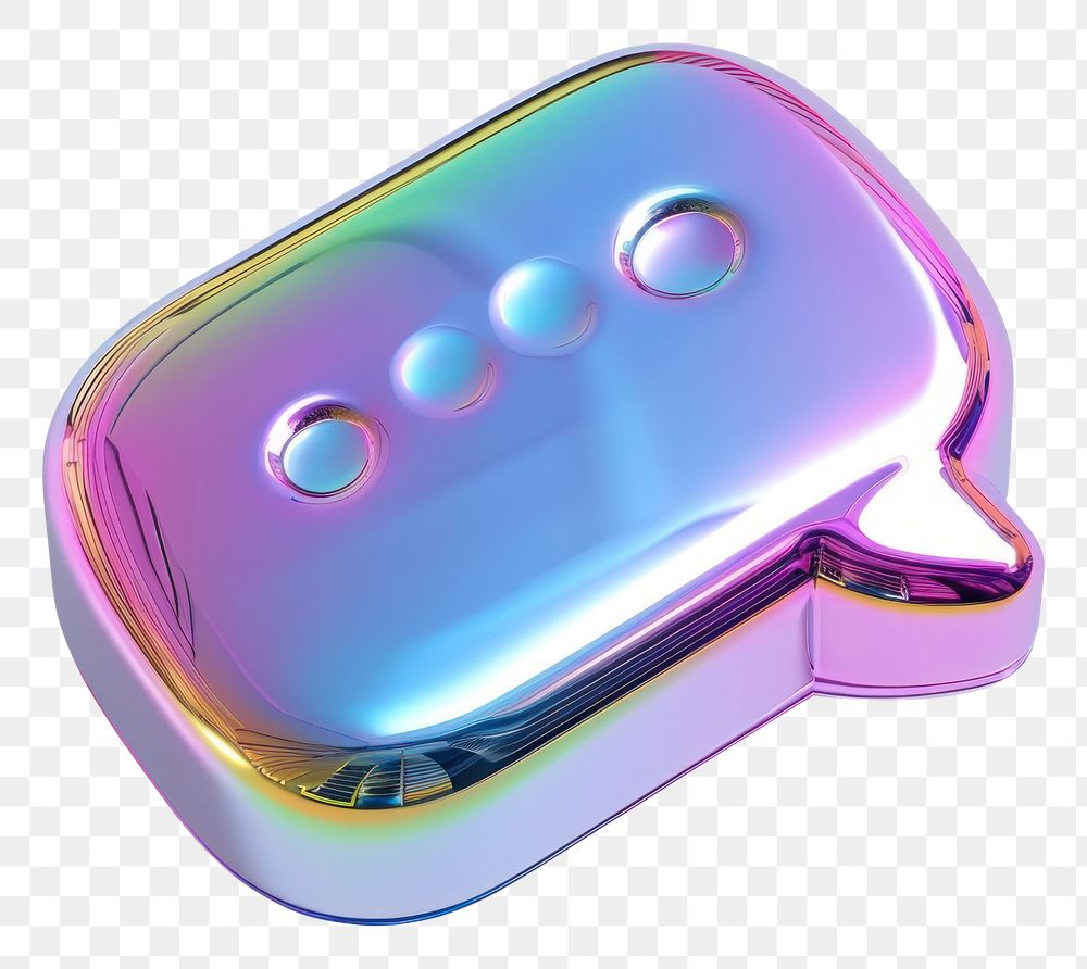 PNG  Chat box icon iridescent jewelry metal white background.