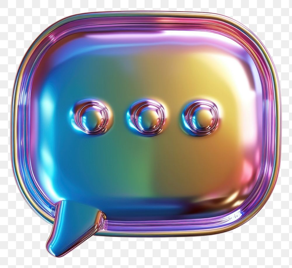 PNG  Chat box icon iridescent metal white background accessories.
