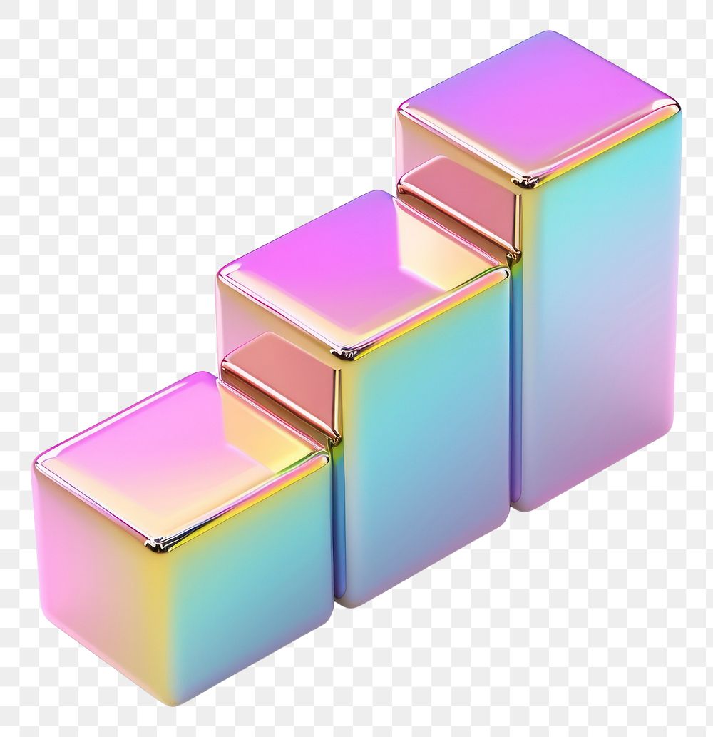PNG  Graph icon iridescent metal white background rectangle.