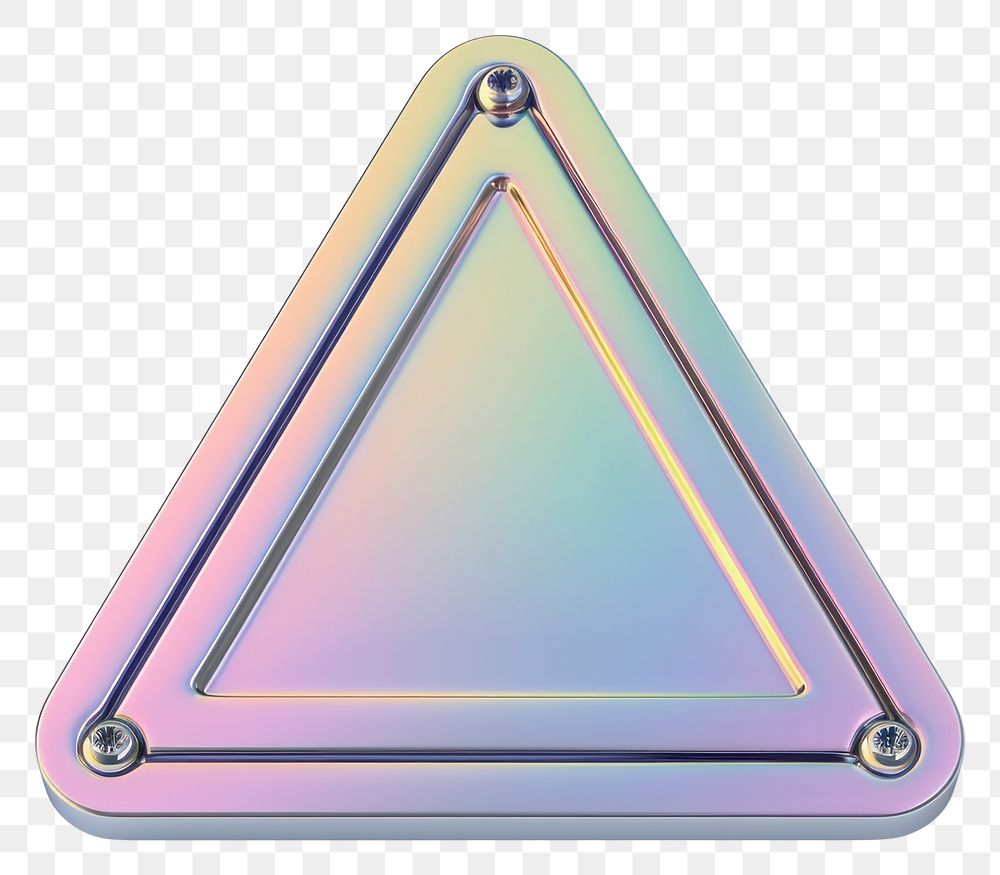 PNG  Danger warning icon iridescent metal white background triangle.
