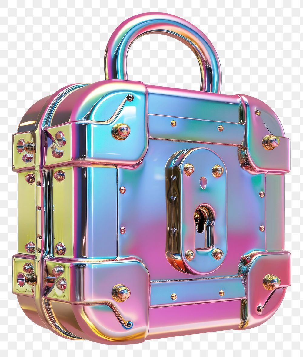 PNG  Locker icon iridescent luggage handbag metal.