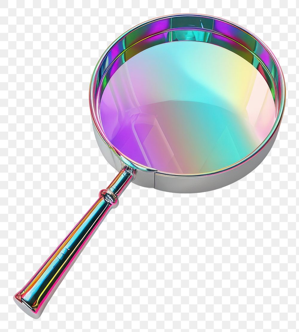 PNG  Magnifying glass icon iridescent metal white background refraction.