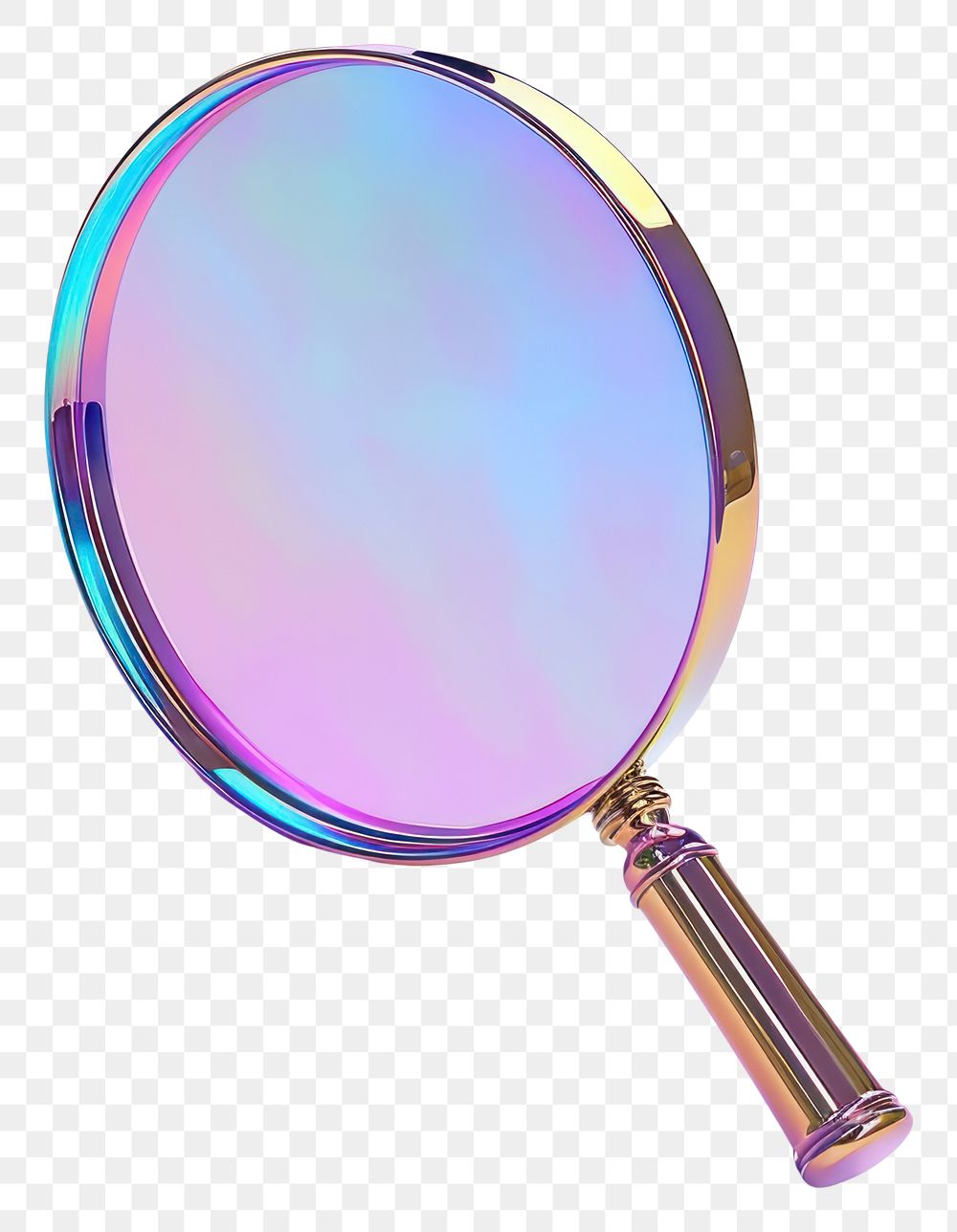 PNG  Magnifying glass icon iridescent white background reflection spectrum.