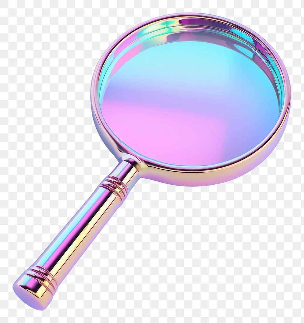PNG  Magnifying glass icon iridescent white background reflection circle.