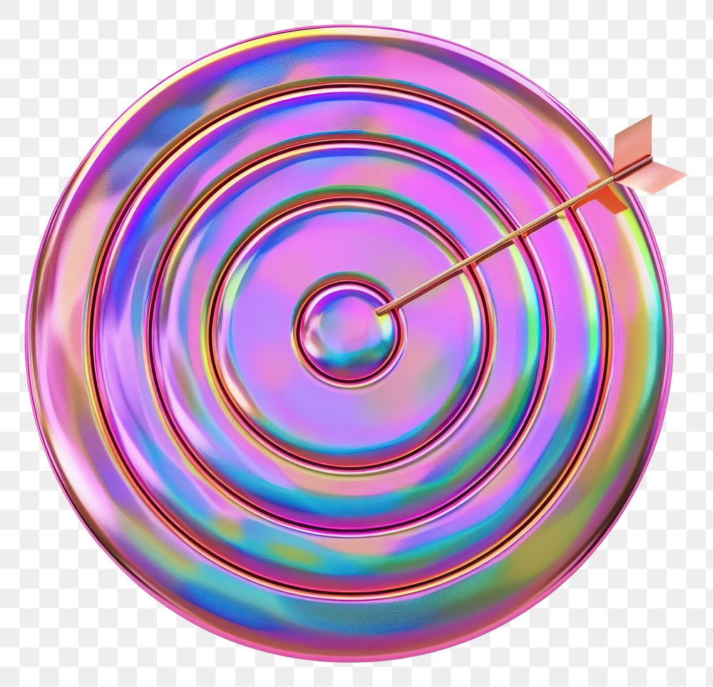 PNG  Target icon iridescent purple spiral white background.