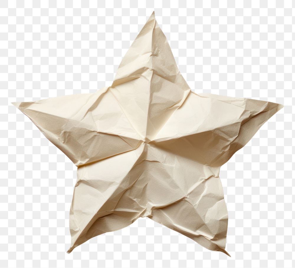 PNG Star Glued glossy paper Sticker crumpled origami white.