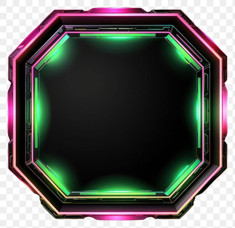 PNG  Hexagon frame light neon technology.