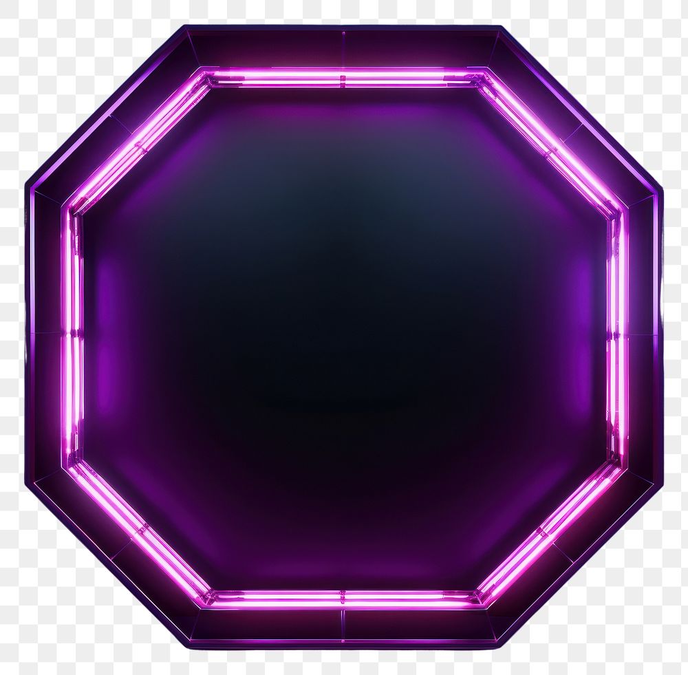 PNG  Hexagon frame purple light neon.