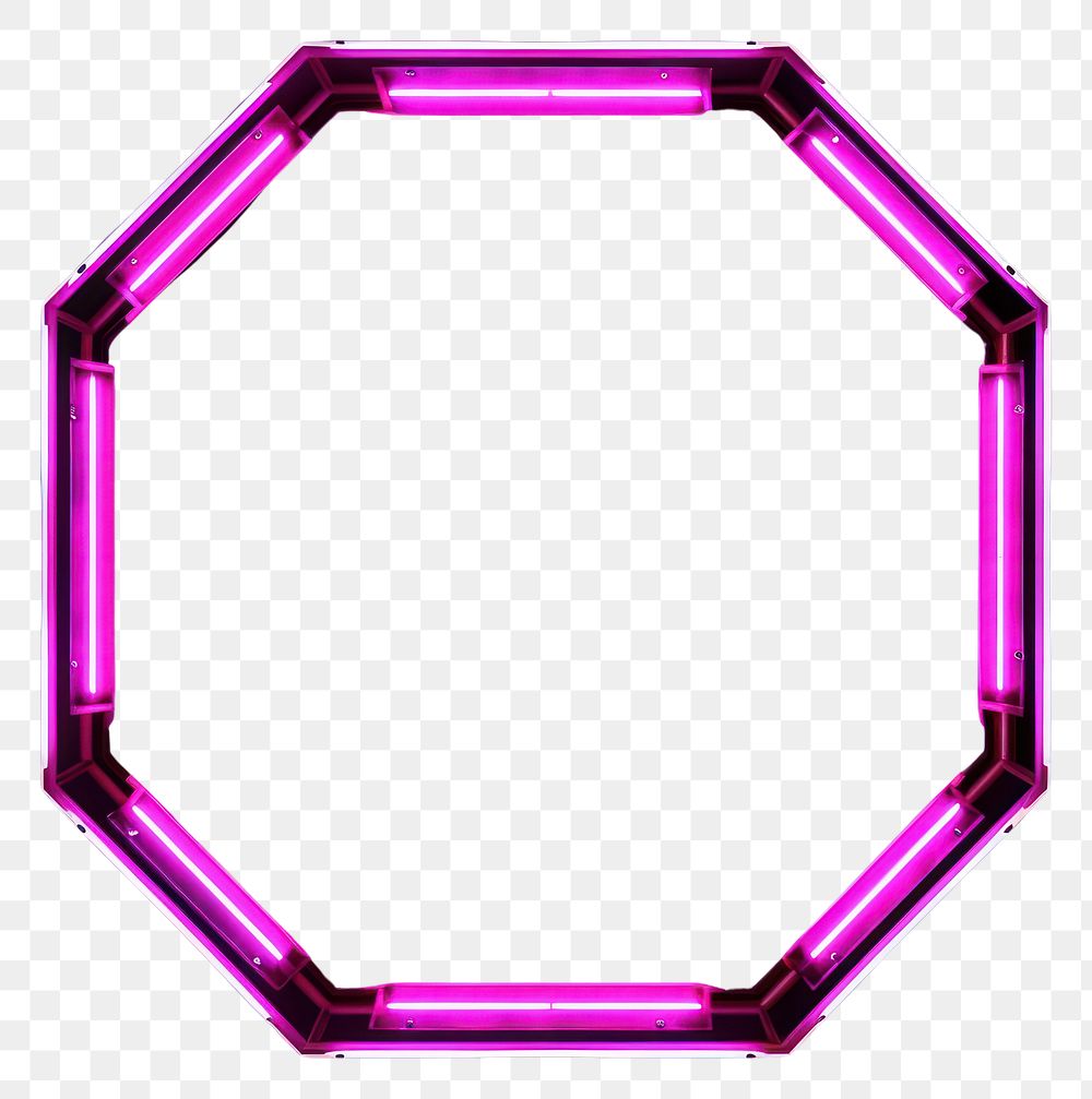 PNG  Hexagon frame purple light neon.