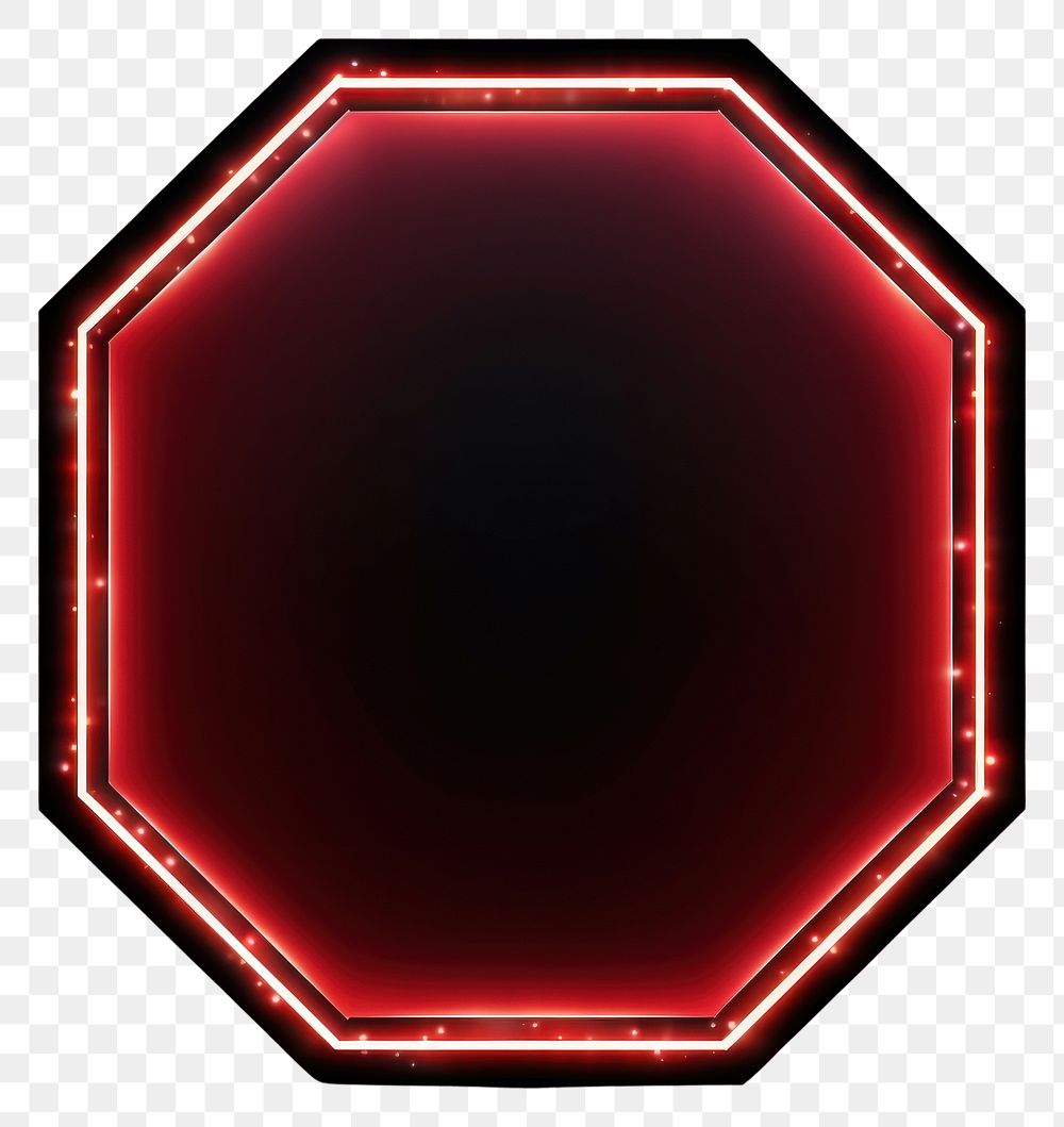 PNG  Hexagon frame light neon red.