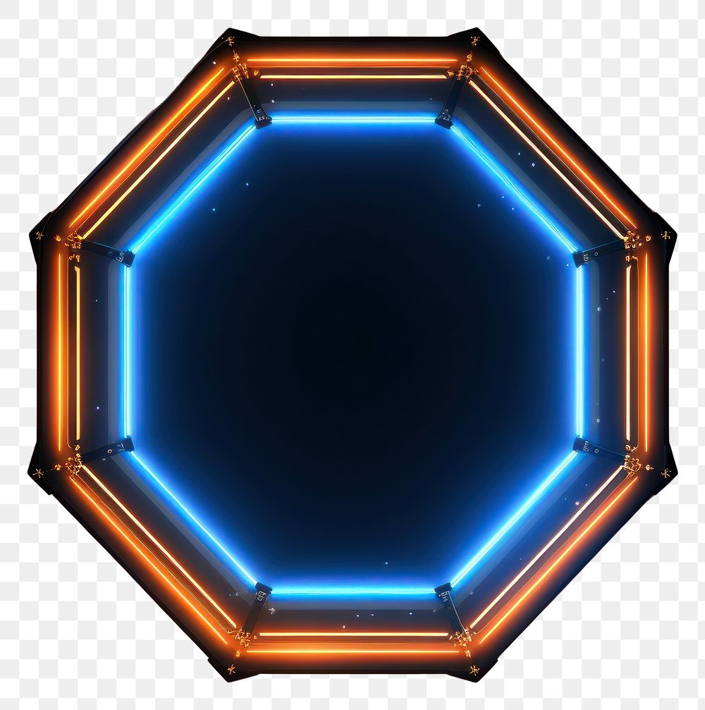 PNG  Hexagon light frame neon technology abstract.