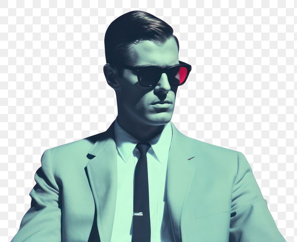 PNG  Collage Retro dreamy business man sunglasses portrait adult.