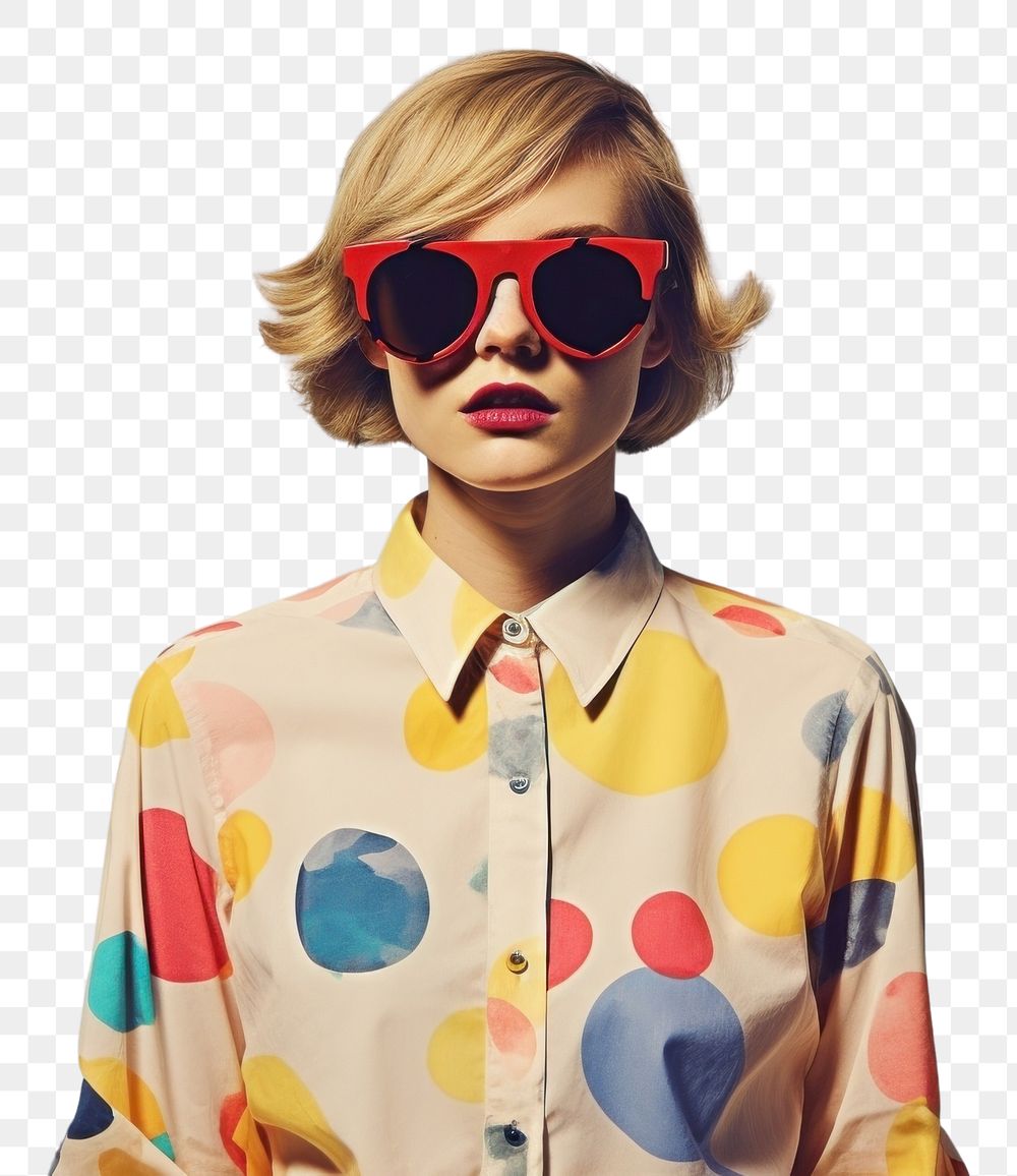 PNG  Collage Retro dreamy shirt sunglasses portrait pattern.