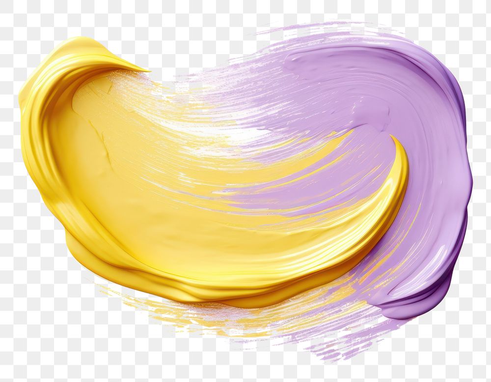 PNG Pastel purple yellow flat paint brush stroke petal white background abstract.