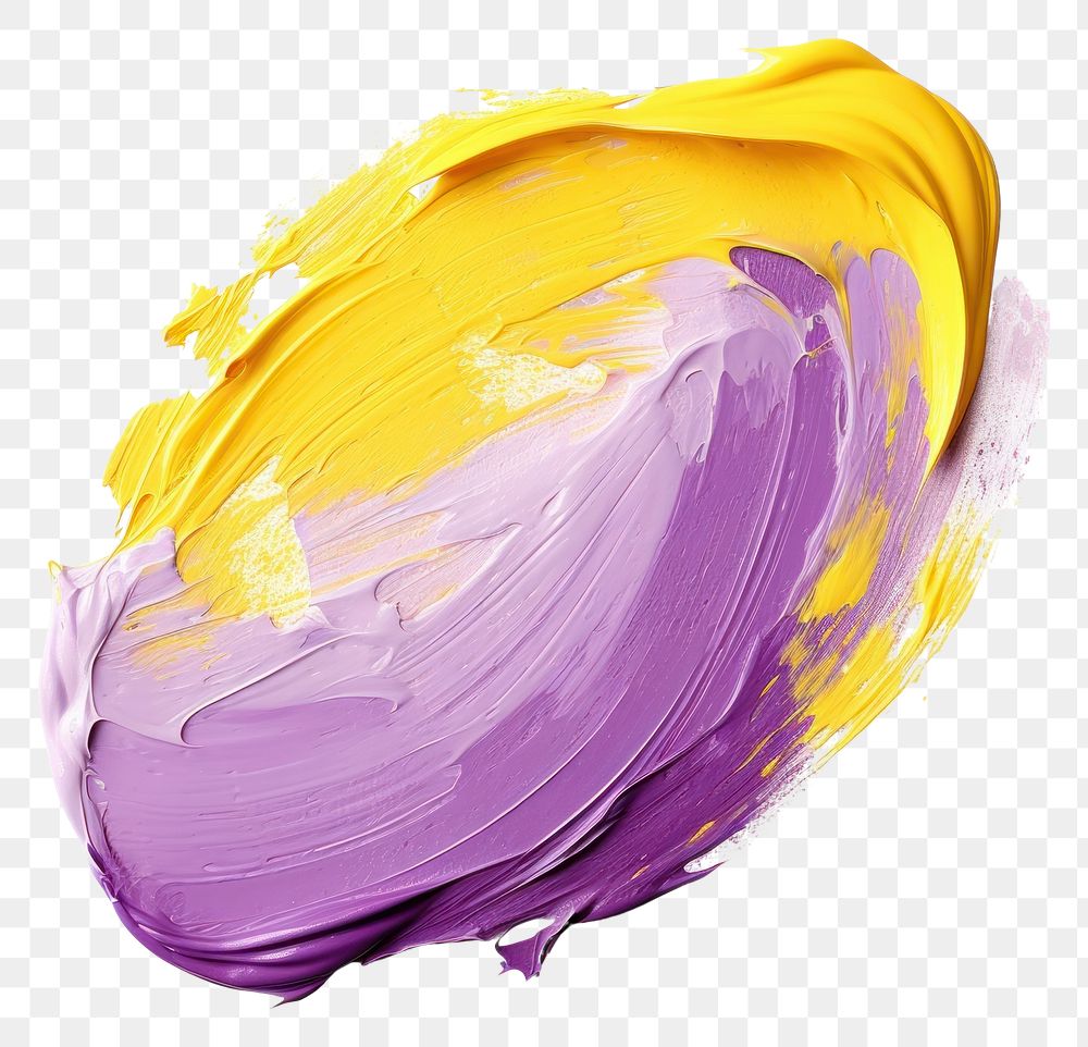 PNG Pastel purple yellow flat paint brush stroke petal white background creativity.