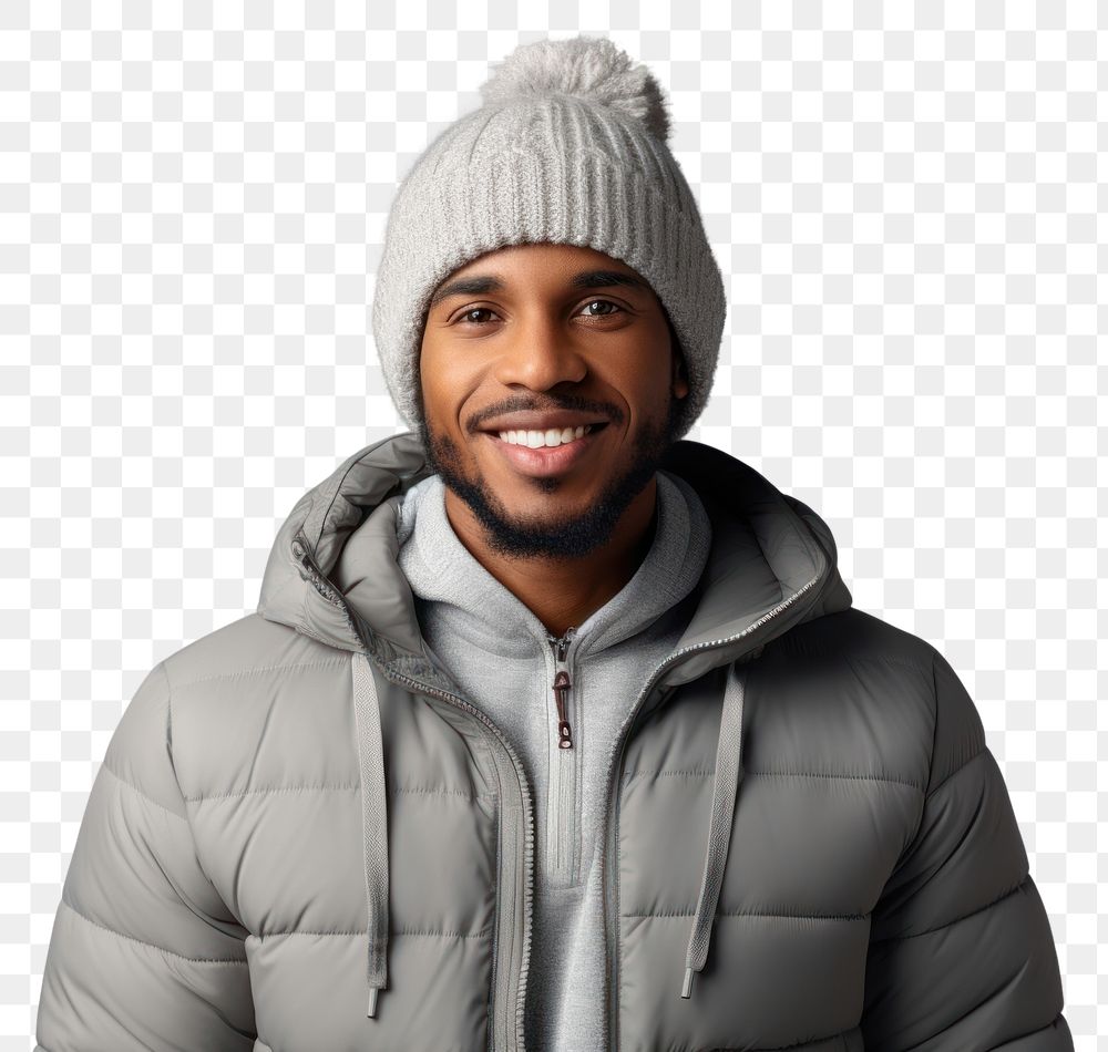 PNG African american man jacket portrait sweater.