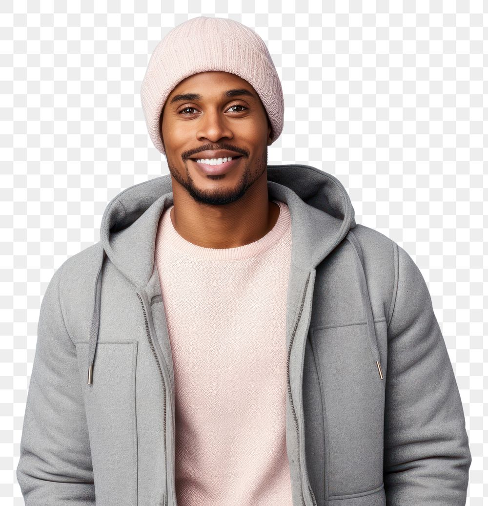 PNG African american man portrait sweater jacket.