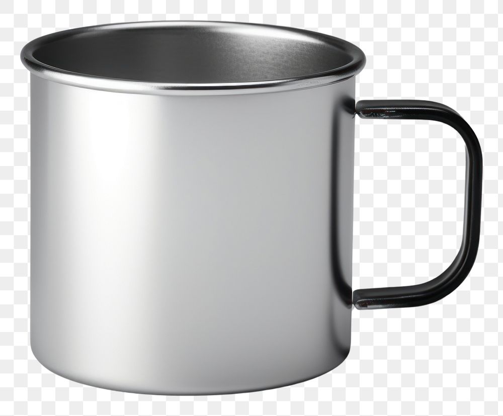 PNG  Stainless enamel mug mockup coffee drink gray.