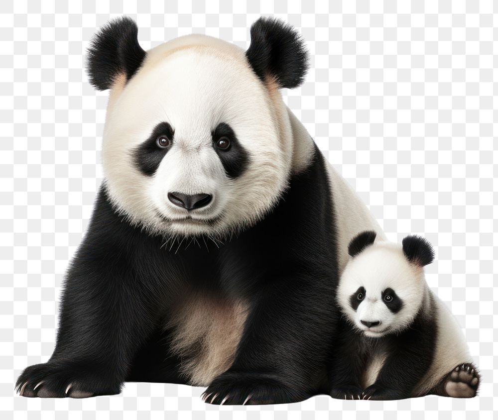 PNG  Mother panda and baby panda wildlife animal mammal.